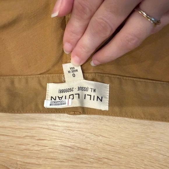 NILI LOTAN Shon Stretch Cotton Pants Barrel tan Women's Size 0 Cotton Jeans - Picture 2 of 3